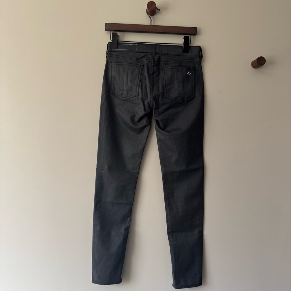 RAG & BONE ZIP ANKLE COATED SKINNY JEANS DARK GRAY ALMOST BLACK SIZE 27 - Picture 3 of 10